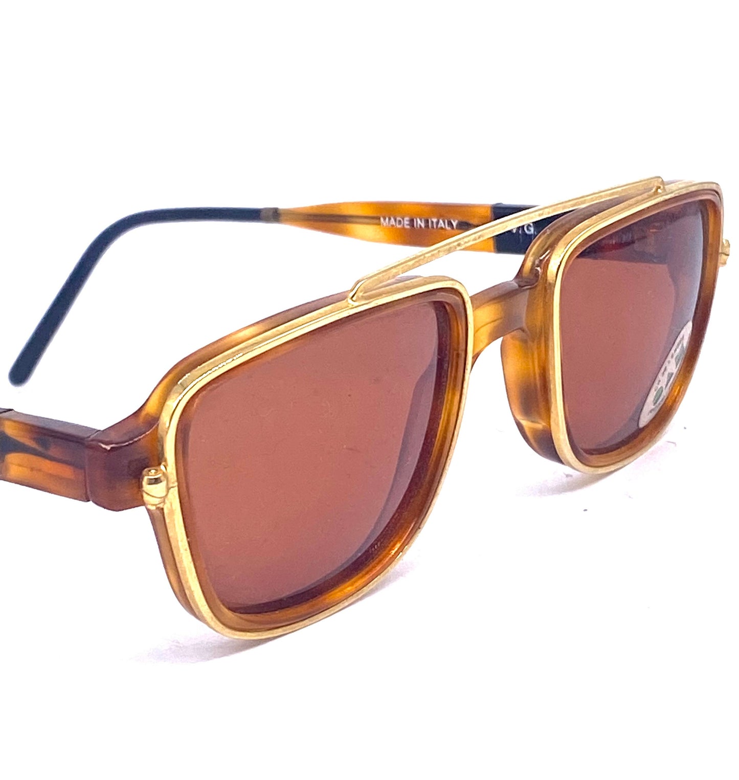 Maria Rosa De Carlo square dbl rim tortoise gold sunglasses hand made in Italy