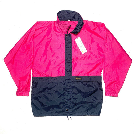 Ciesse Piumini light nylon navy-fucsia hooded rain jacket, BNWT 80s mint SzM