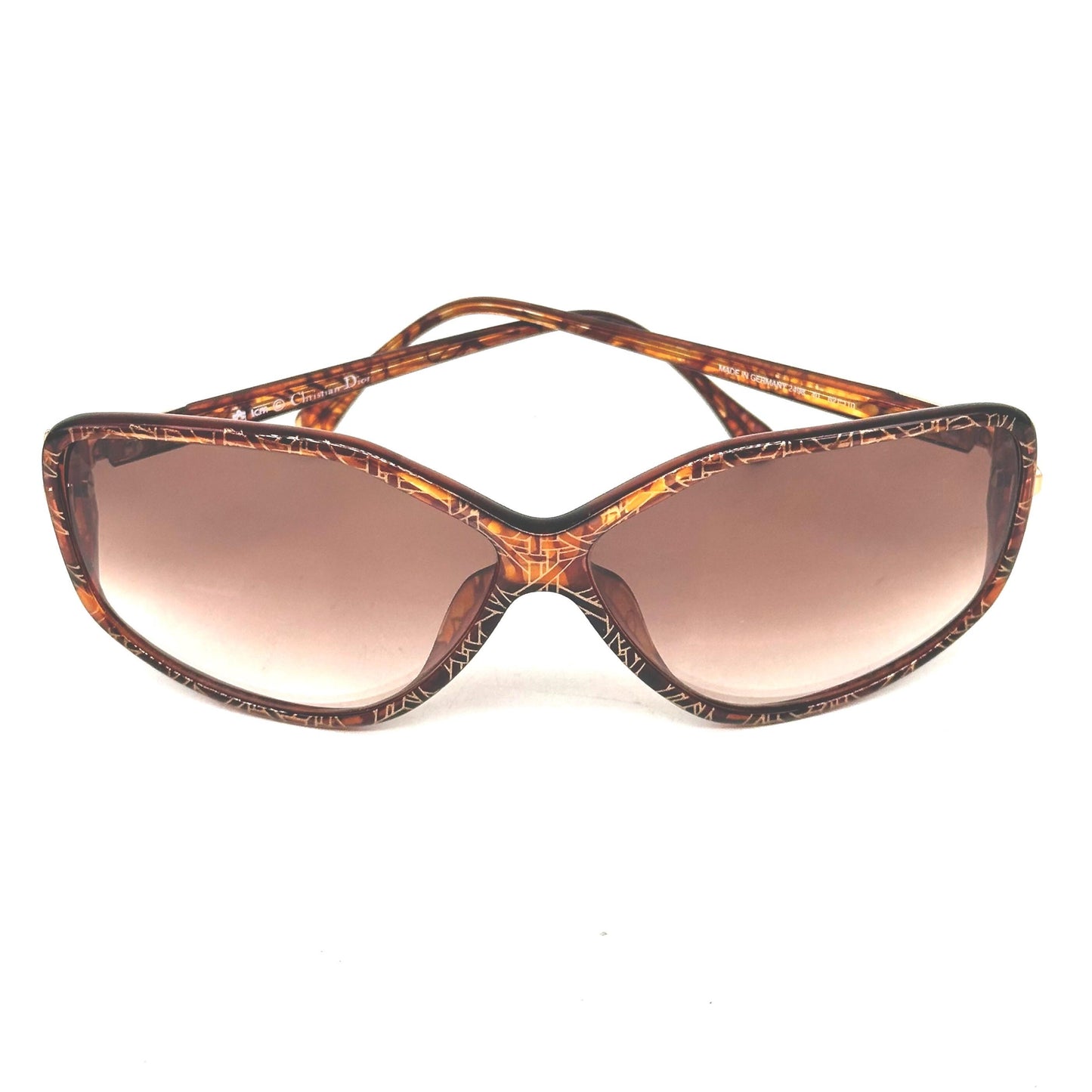 Christian Dior 2498 brown marble and gold frames with gold geometric print all over rare collectible 80s NOS