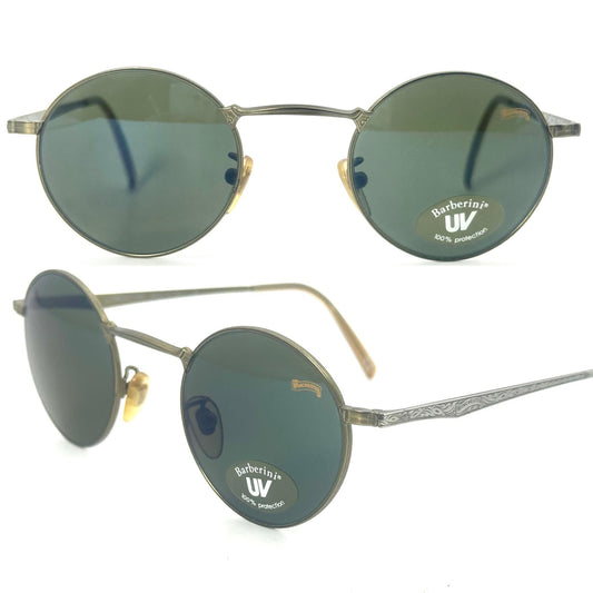 Winchester Award round deco style sunglasses w Barberini tempered Crystal lenses, NOS 90s Italy