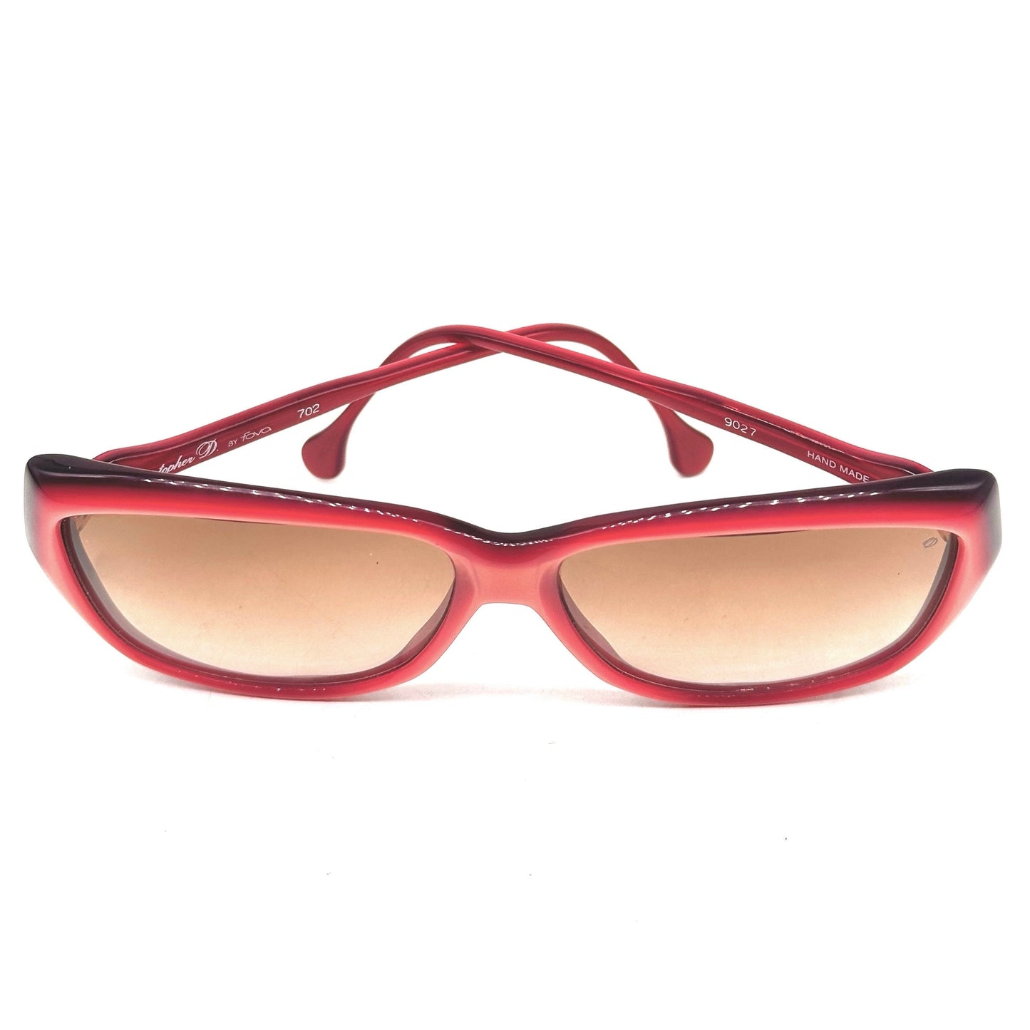 Ch. Dunhill magenta butterfly square sunglasses hand made in Italy, 80s NOS