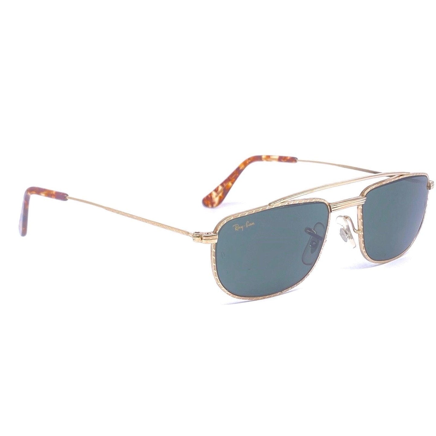 RayBan B&L Arista W1756 square gold aviator sunglasses made in USA, 1980s NOS