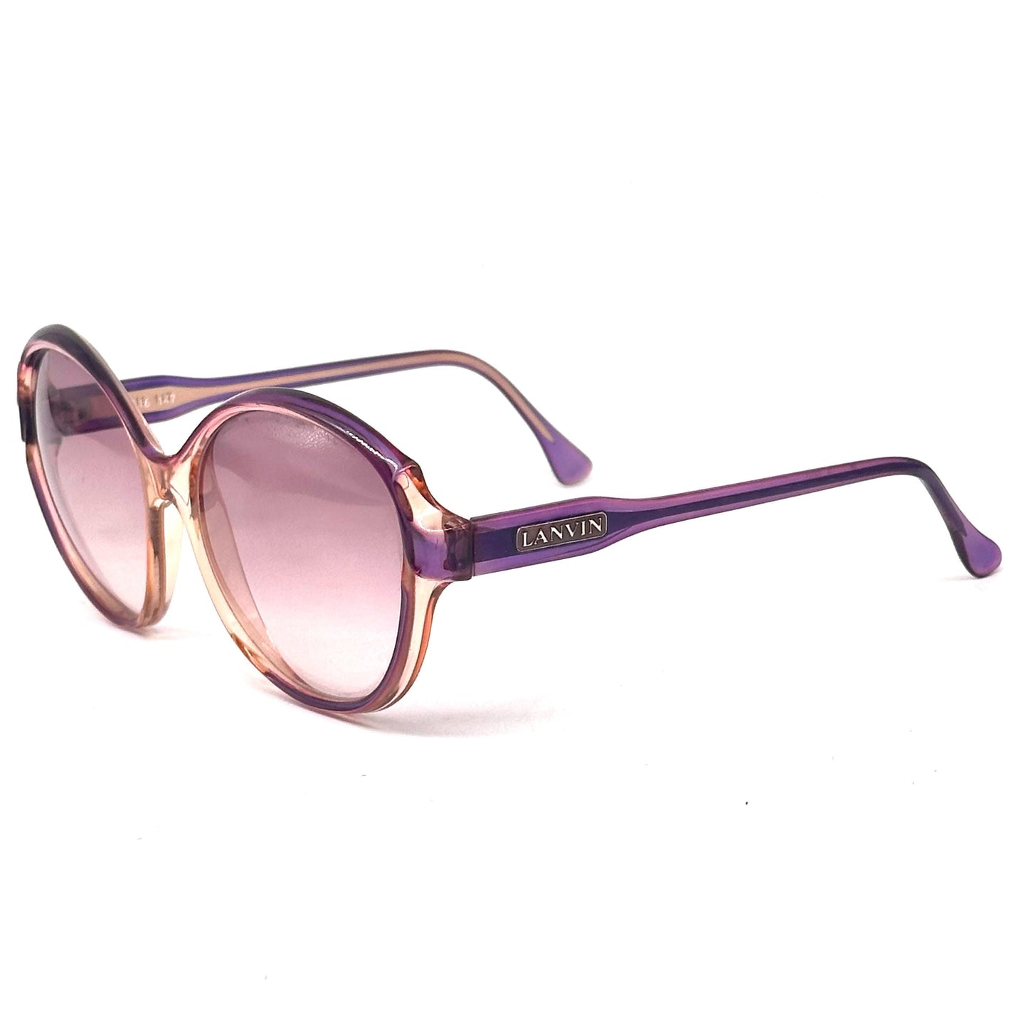 Lanvin Paris SLB 16 147 clear purple frame luxury oversize round sunglasses vintage from 70s Made in France