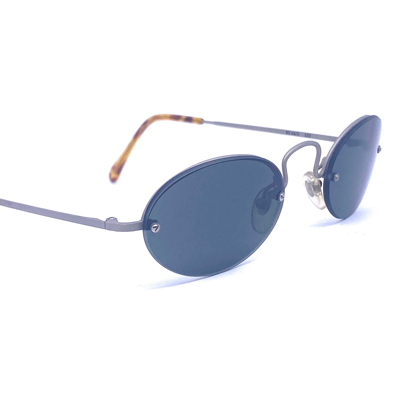 Romeo Gigli 64-S minimal Oval rimless sunglasses with deco bridge, in silver or copper, NOS 80s Italy