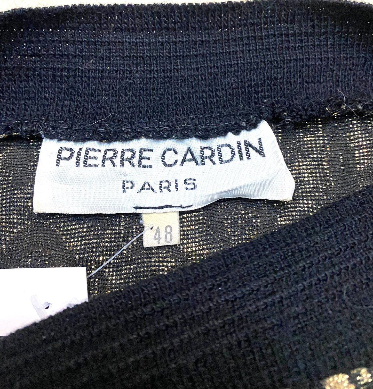 Top Pierre Cardin con scollo a barchetta in maglia di lana damascata nera/oro, menta