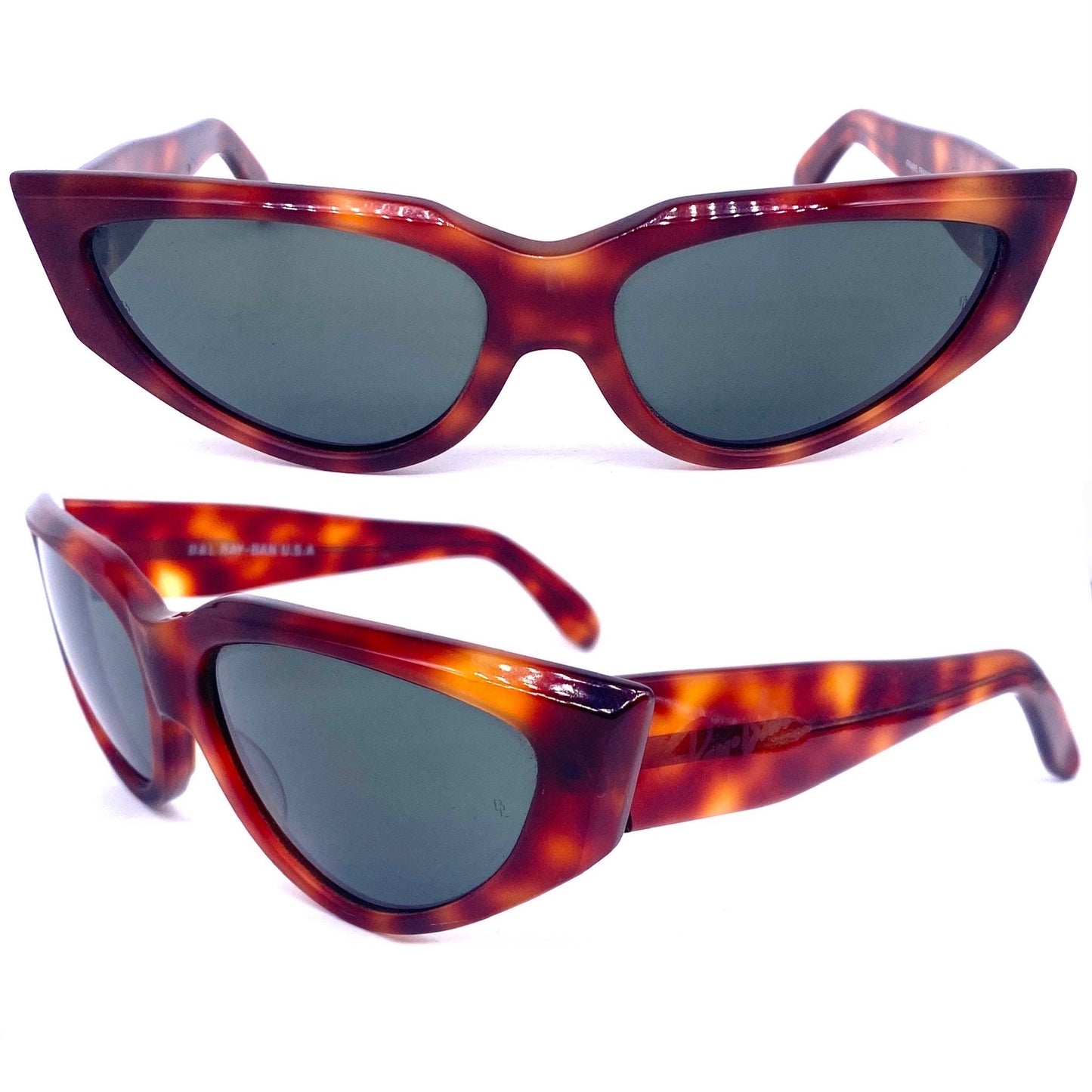 Rayban B&L Onyx tortoise thick cateye sunglasses Made in France, 80s NOS