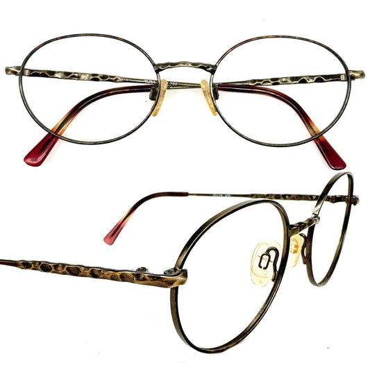 Tura 782 oval antique brass frames w/irregular hammered texture, NOS 80s mint