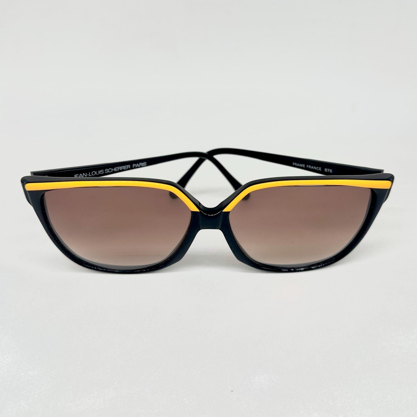 Jean-Louis Scherrer Paris frame 875 yellow and black design oversize sunglasses. 90s NOS France