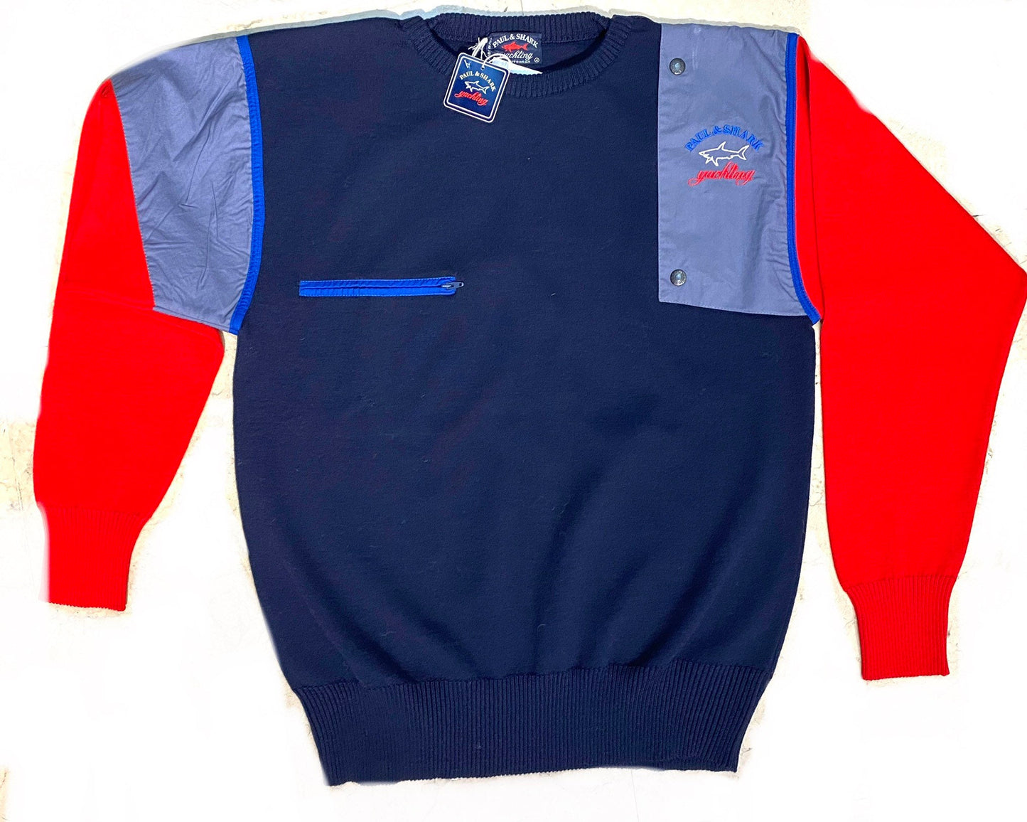 Paul&Shark Yachting BNWT navy wool sailor style jumper w pocket, mint