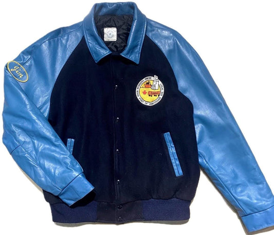 Blue tones Wool-Leather varsity jacket Joe - Dock Workers Vancouver, 1990s mint condition