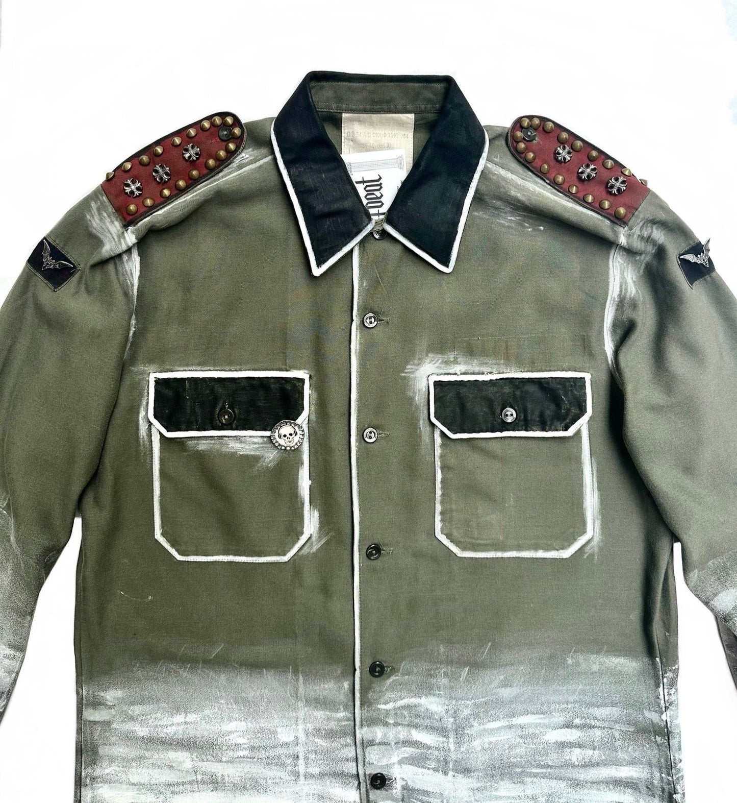 Camicia da campo militare e-Germania vintage anni '70 dipinta su misura