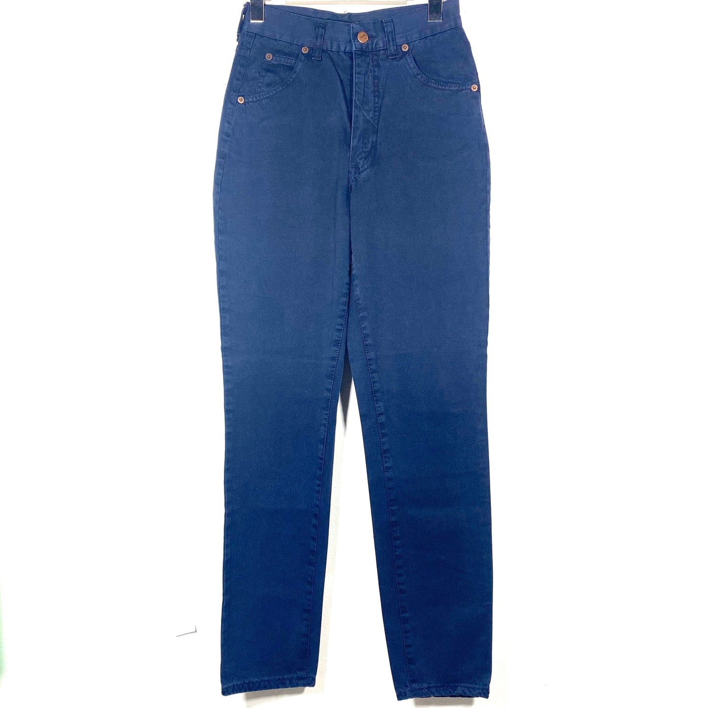 Valentino NOS 90s navy blue ladies denim trousers, high waist straight cut, size 28