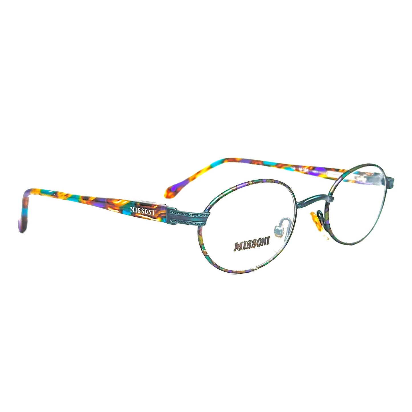Missoni M385 iconic colorful oval eyeglasses frames in enameled metal & acetate, NOs 80s Italy