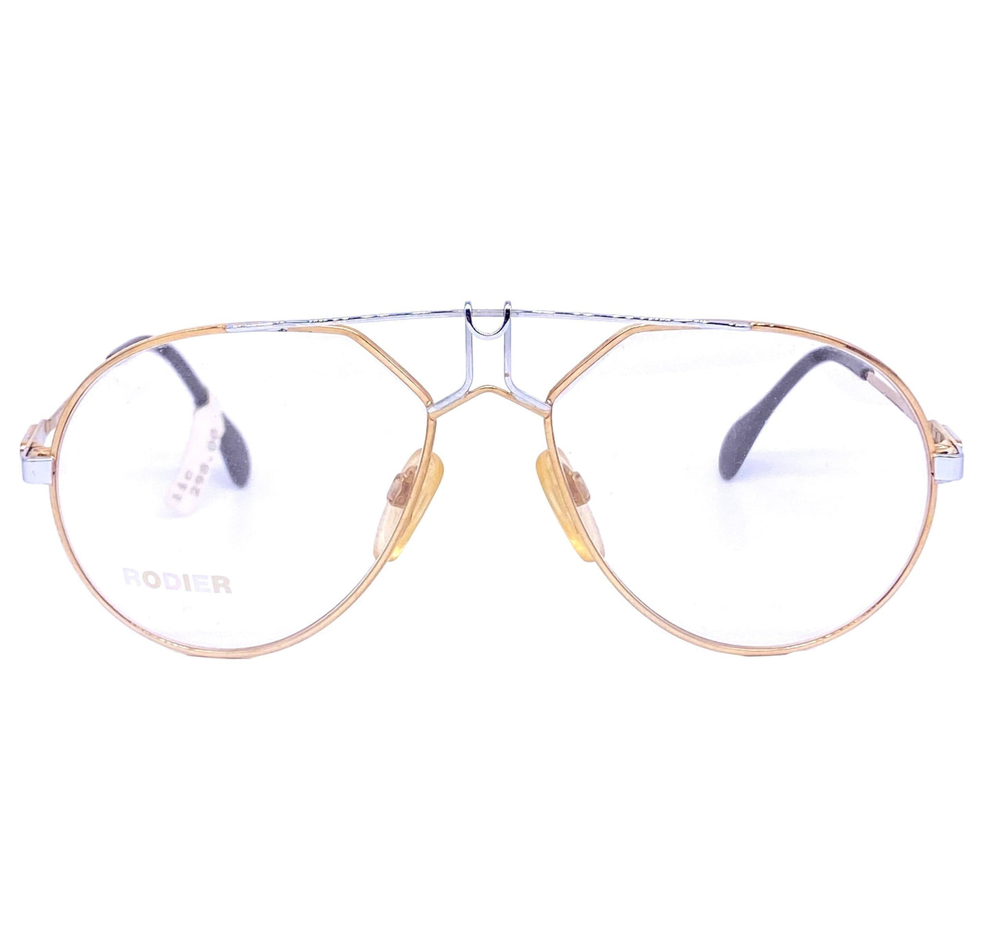 Rodier 125 golden aviator eyeglasses with silver details, NOS 80s, W-Germany