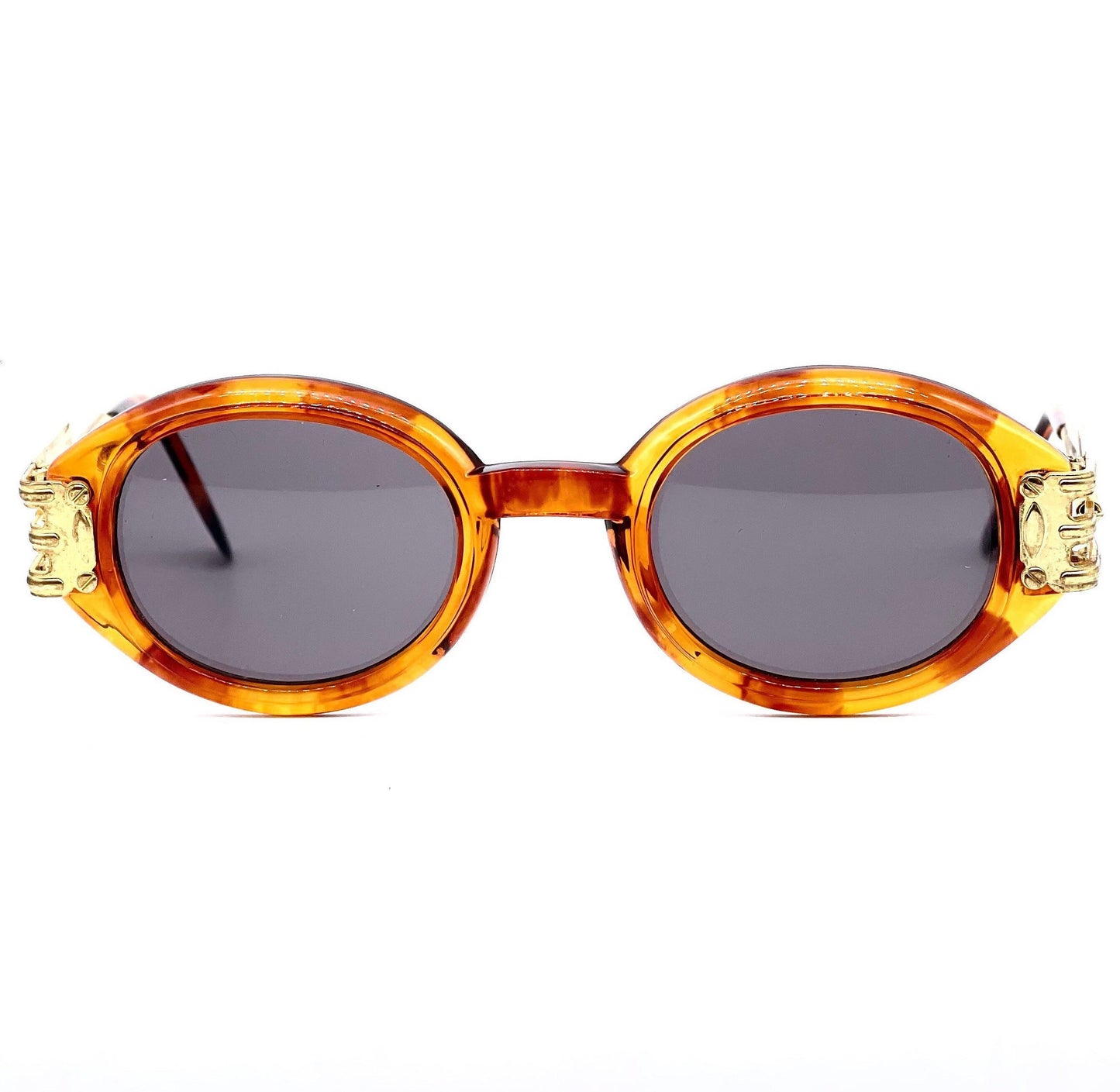 Incognito sunglasses turtle-gold with spring temples , Gaultier style frame, NOS