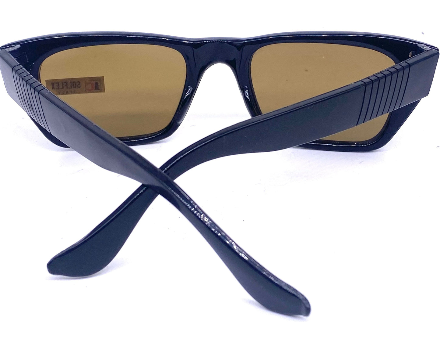 1960s Solflex square oversized tortoise sunglasses with green crystal lenses, NOS Italy