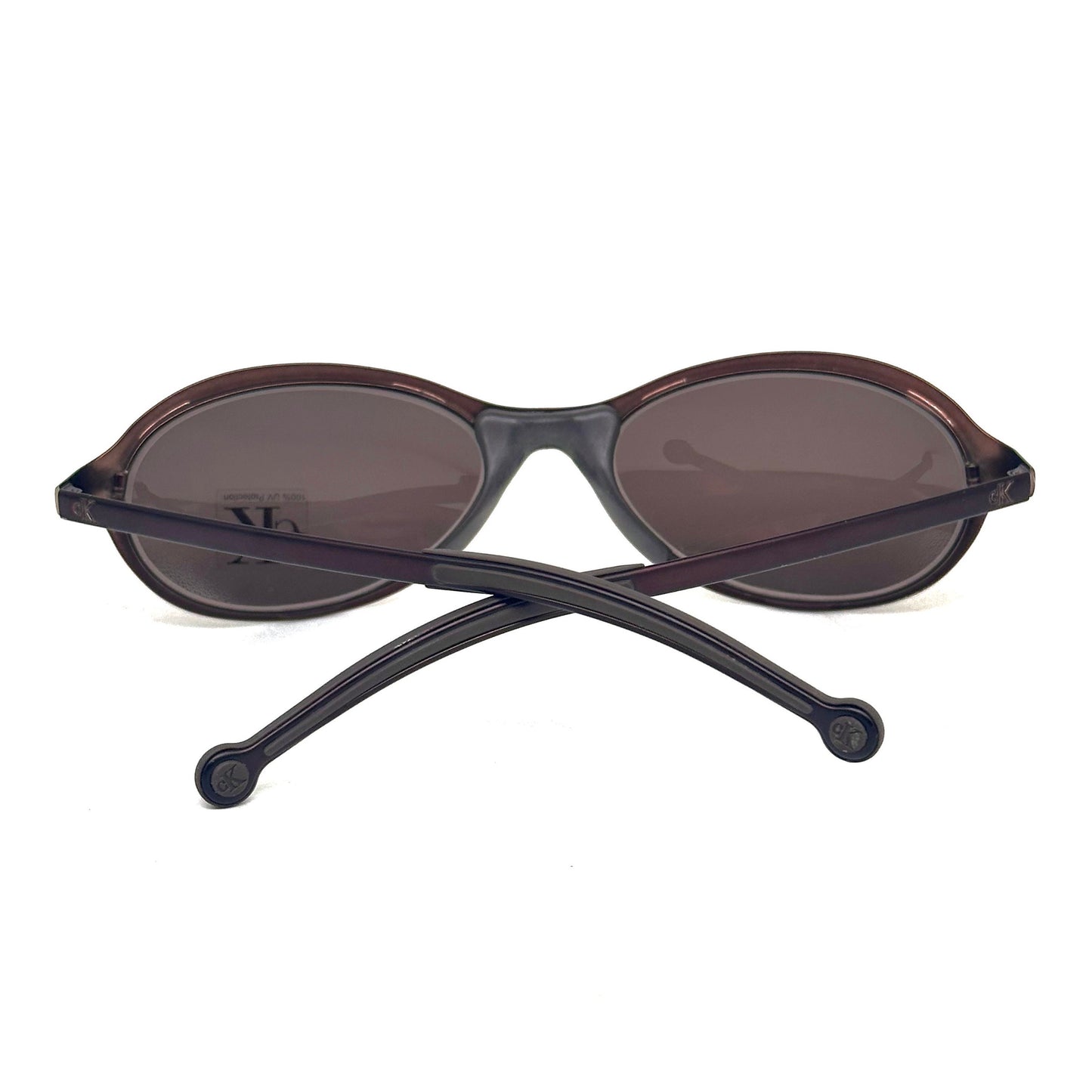 Calvin Klein 2012 modernist burgundy oval metal sunglasses made in Italy in the 90s, NOS