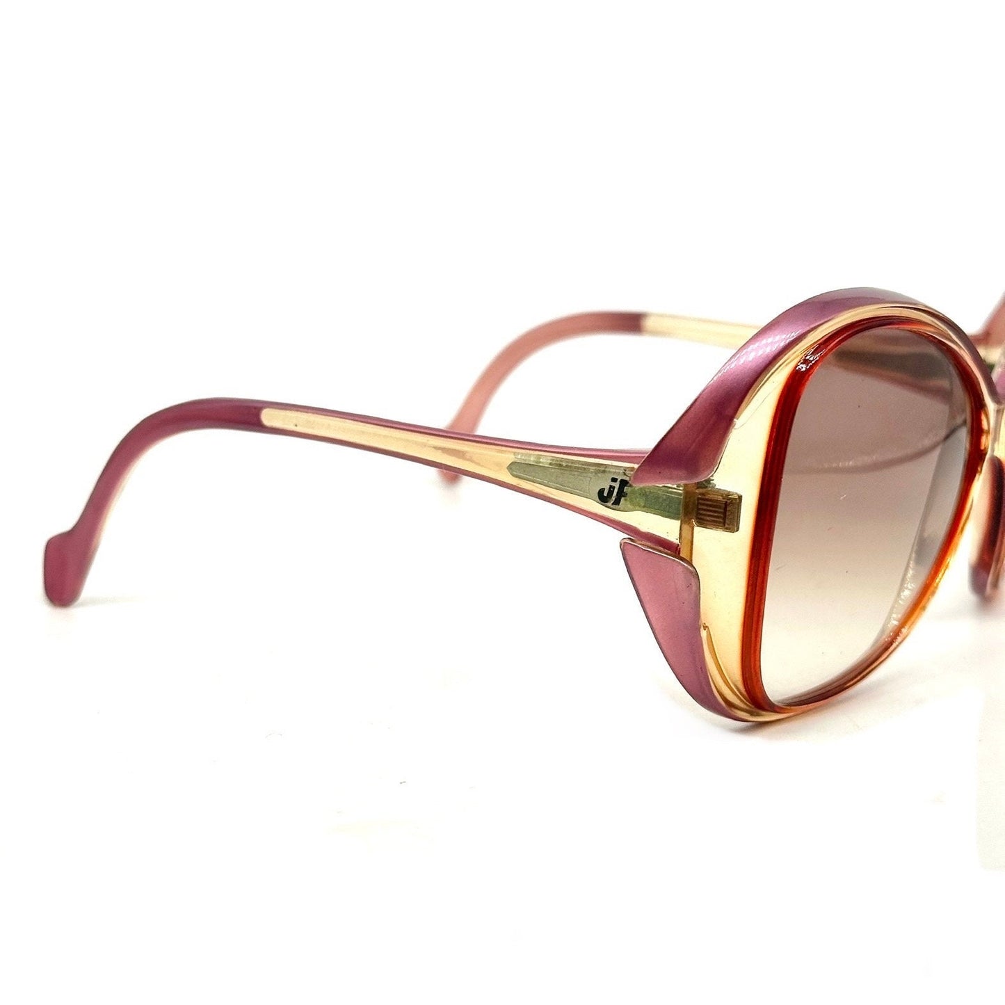 Jacques FATH VERLAINE pink/red spacey oversized sunglasses, 1970s hand made France