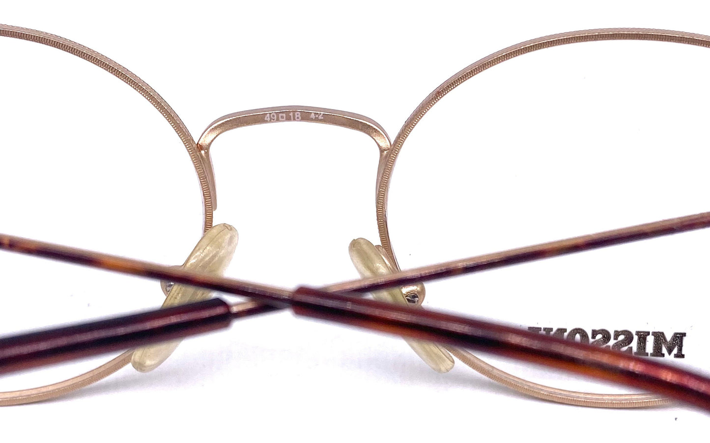 Missoni M370 minimal ultra light oval Matt gold eyeglasses w tortoise rims/temples, NOS 80s Italy
