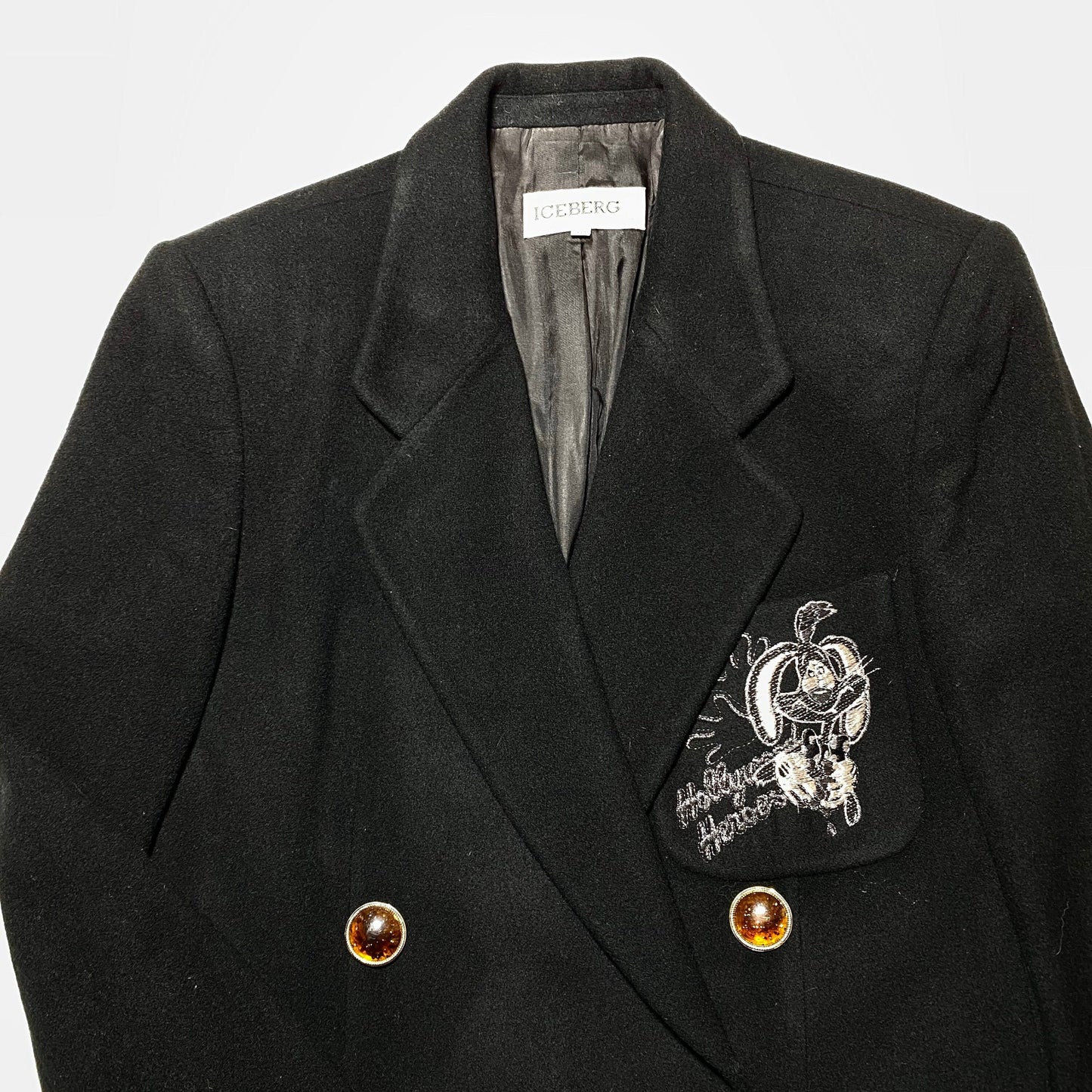 Iceberg collectible black Roger Rabbit Hollywood Stars cashmere blazer, sz 40, mint condition