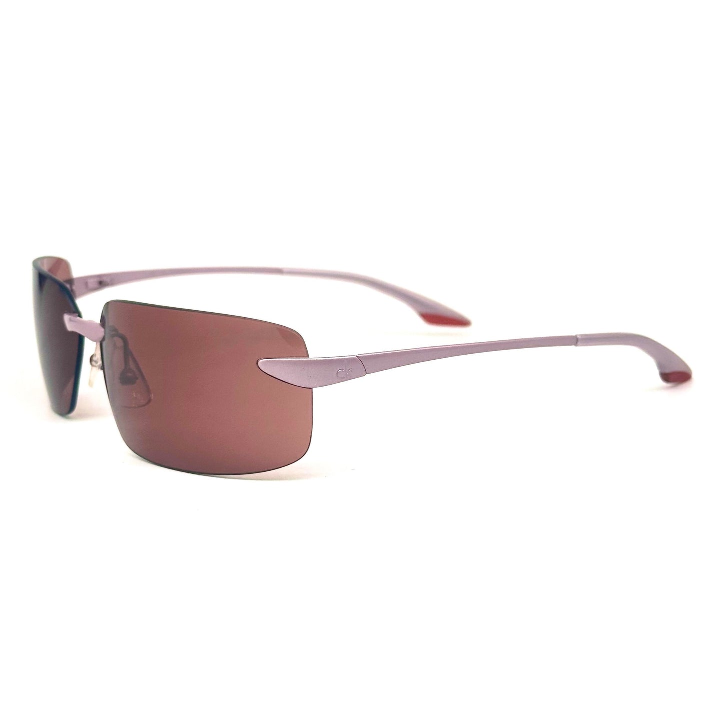 Calvin Klein 2053S 204 early y2k pink square rimless sunglasses made in Italy, NOS
