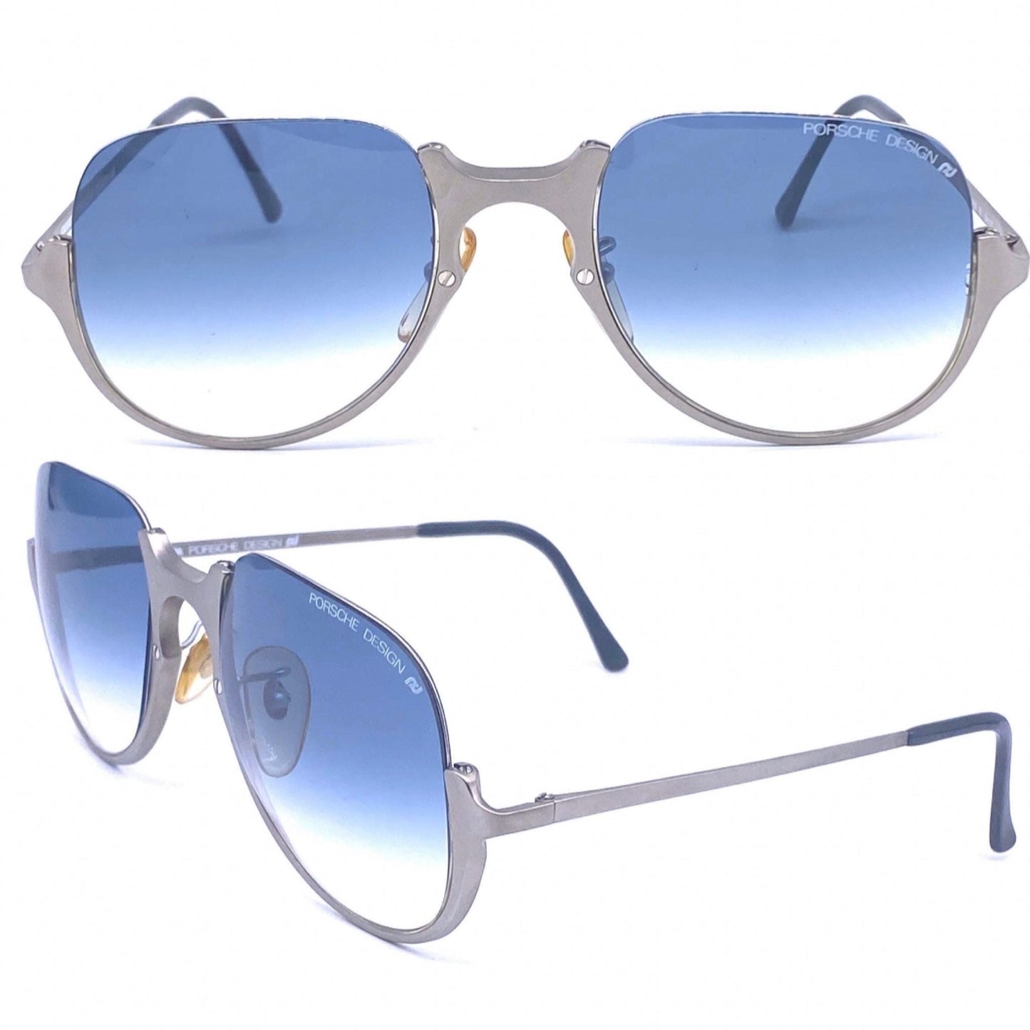 Carrera Porsche Design 5650 titanium sunglasses w halfrim structure, NOS 90s full set w case