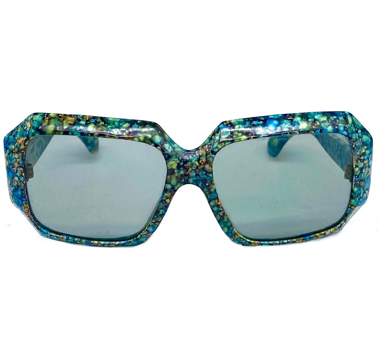 Ato France collectible squared oversized sunglasses w psychedelic texture, NOS
