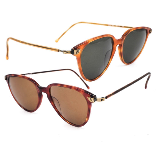 Tortoise celluloid keyhole sunglasses w beautiful retro design hand made in Italy , 1980s NOS. with 2 lenses colour options.