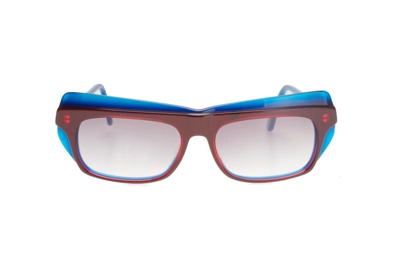 Robert La Roche gorgeous butterfly oversized sunglasses, multilayered blue/red cello , NOS 80s