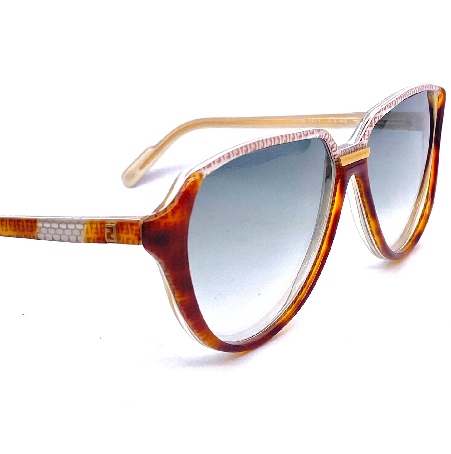 Fendi FV48 monogram drop shaped cello sunglasses made in Italy, 80s NOS
