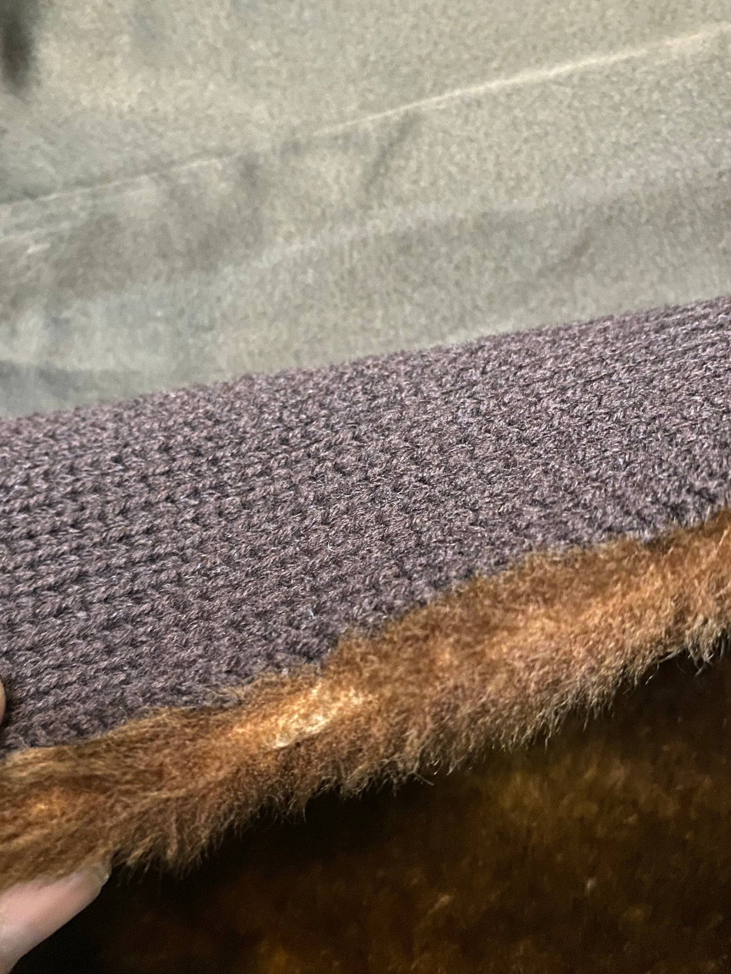 Pure 1970 Real fur coat w Knitted wool sleeves, interesting pattern, Great condition