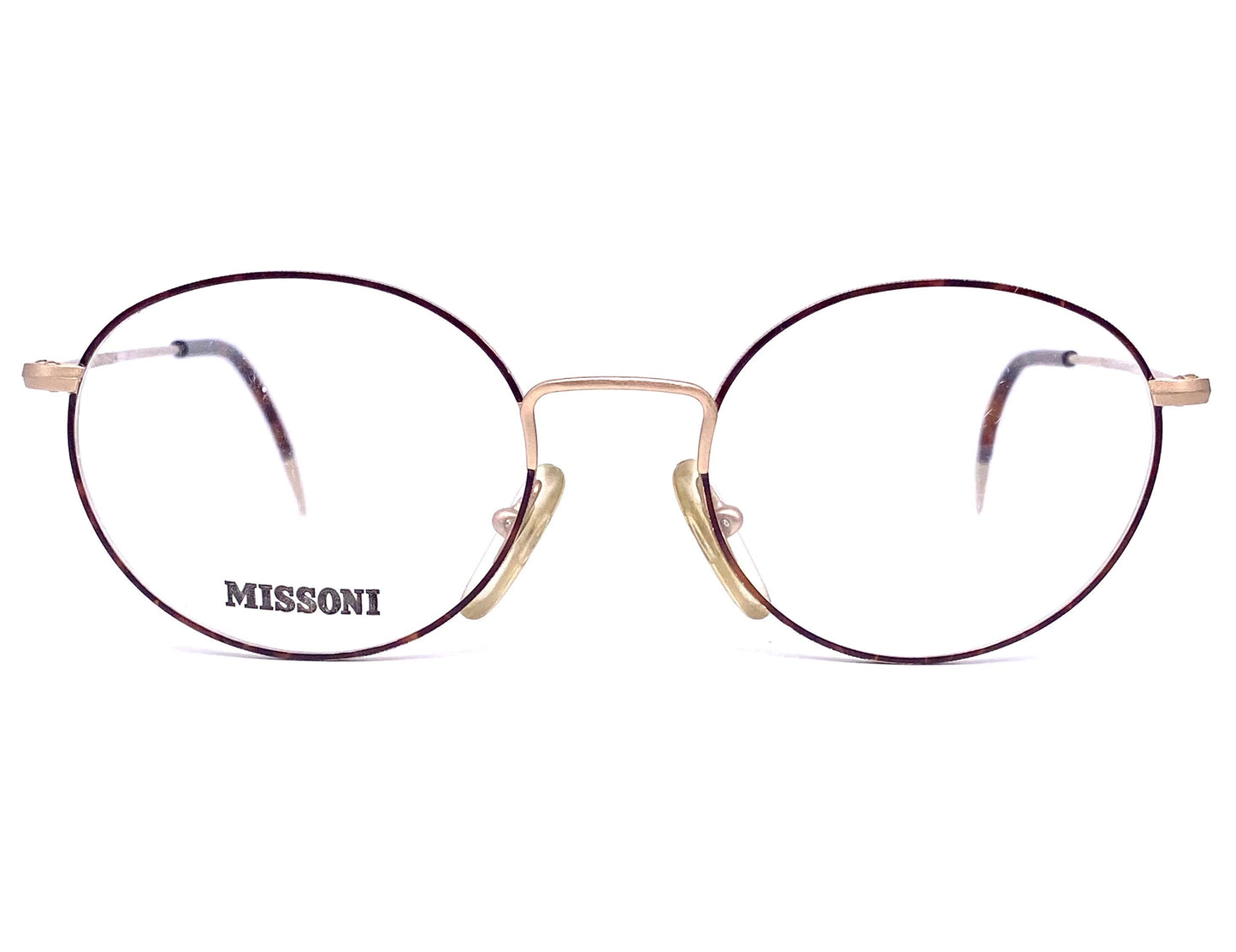 Missoni M370 minimal ultra light oval Matt gold eyeglasses w tortoise rims/temples, NOS 80s Italy