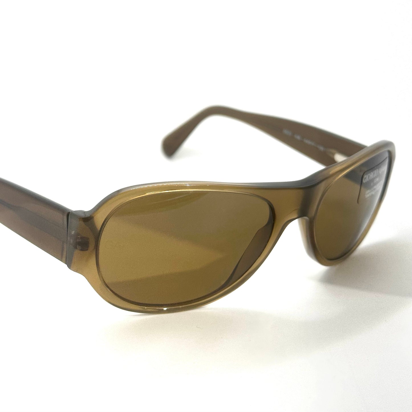 Giorgio Armani 2520 brown translucent aviator Sunglasses w crystal tempered lenses, NOS 80s