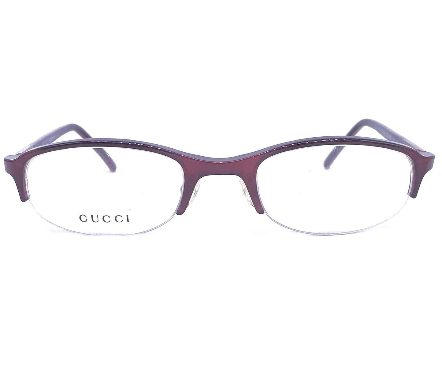 Gucci GG1406 minimalist oval wine color half rimmed glasses frames, NOS 90s Italy