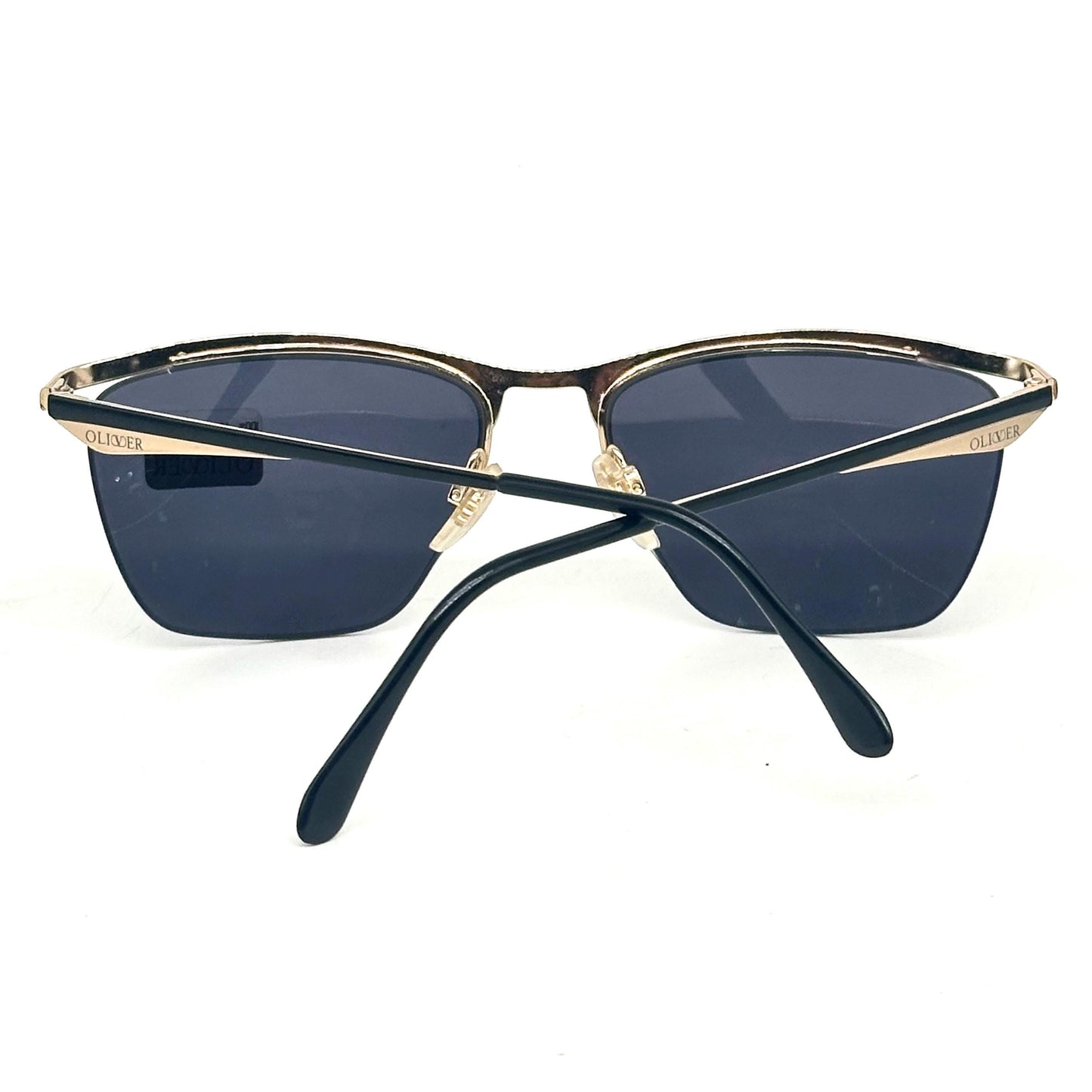 Oliver by Valentino Garavani 1816 vintage gold with black enamelled brow line and temples sunglasses NOS 80s