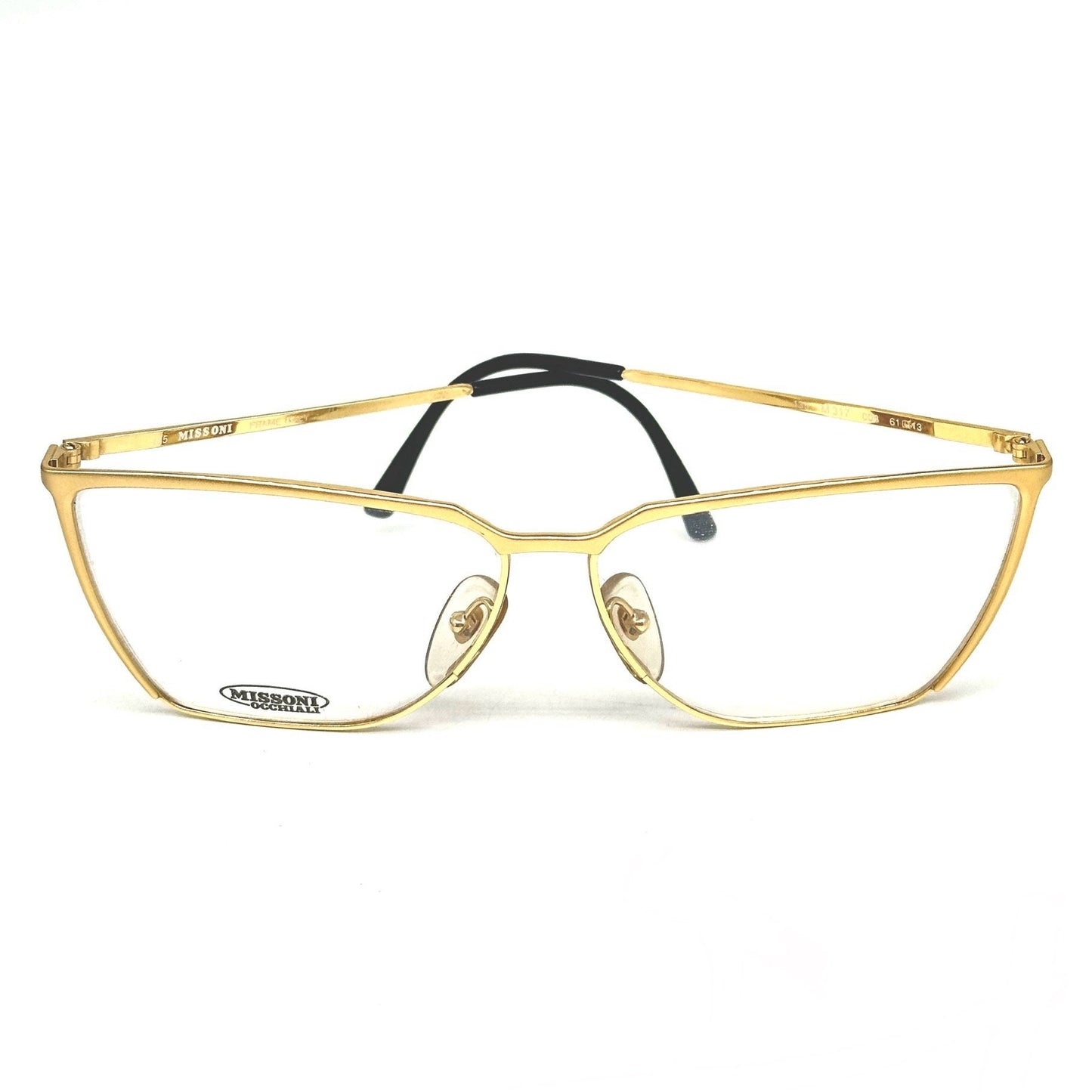 Missoni M317 gold square eyeglasses frames w modernist design, made in Italy in the 80s, brand new