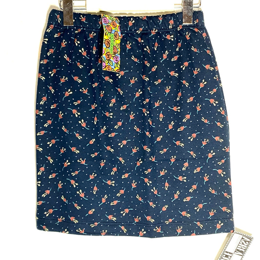 NaJ Oleari cotton jersey navy mini skirt with floral anice print, 90s new with tags