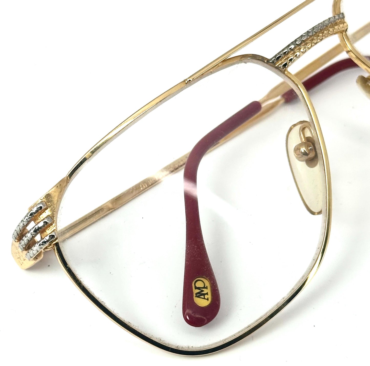 Anne Marie Perris AM10 23k gold luxury aviator eyeglasses / Sunglasses frames hand made in Italy, 80s NOS
