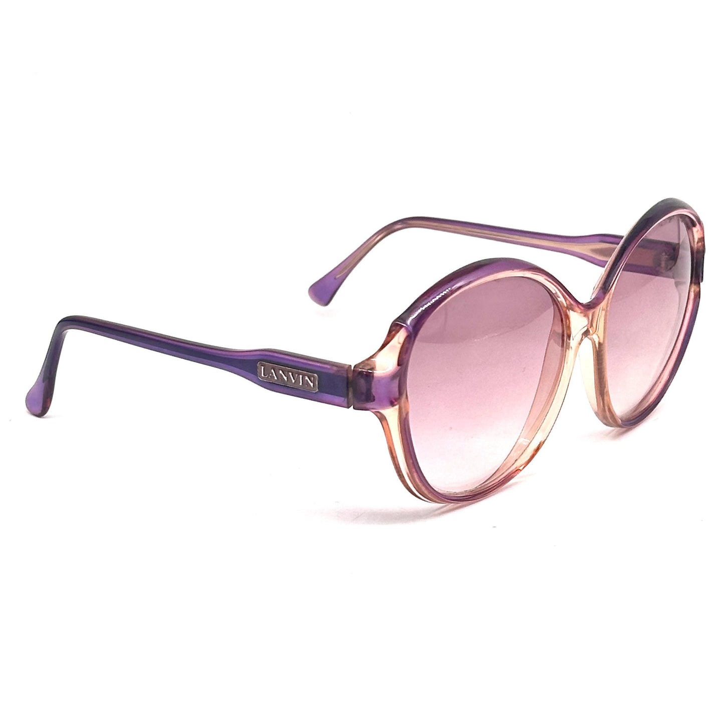 Lanvin Paris SLB 16 147 clear purple frame luxury oversize round sunglasses vintage from 70s Made in France
