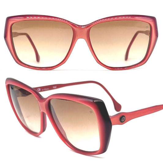 Ch. Dunhill magenta butterfly square sunglasses hand made in Italy, 80s NOS