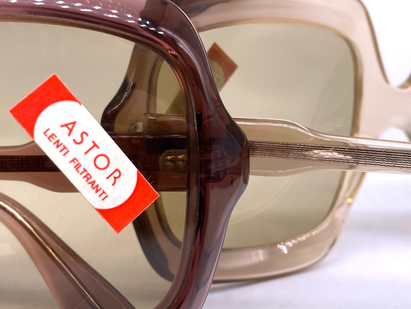 Astor square oversized sunglasses fading translucent cello 1960s NOS Italy