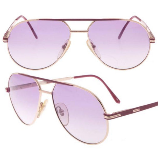 Decada luxury gold - burgundy enamel aviator sunglasses made in Italy, 80s NOS