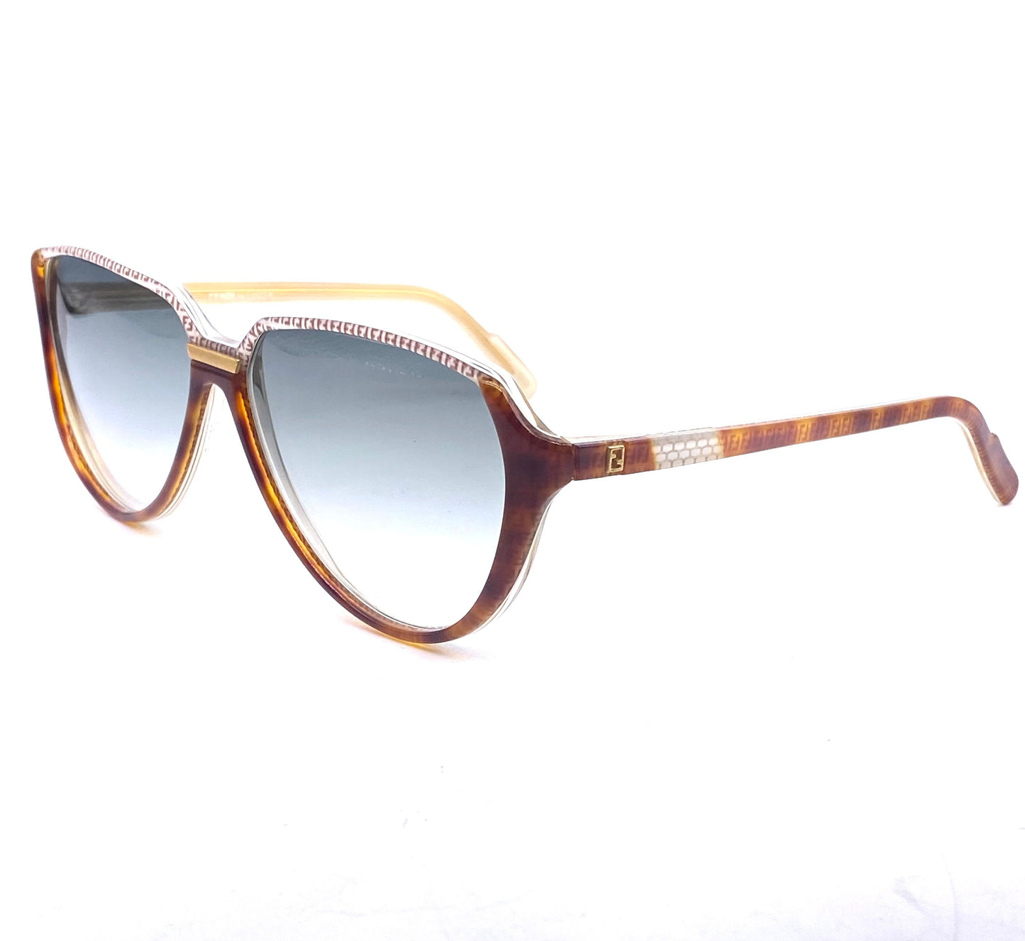 Fendi FV48 monogram drop shaped cello sunglasses made in Italy, 80s NOS