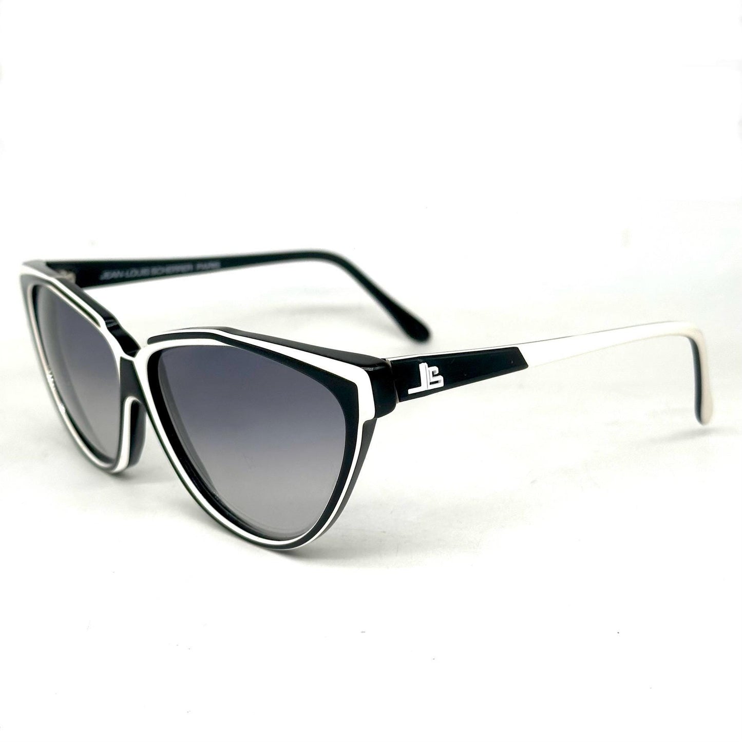 Jean-Louis Scherrer Paris frame 878 black and white futuristic design shape sunglasses. 90s NOS France