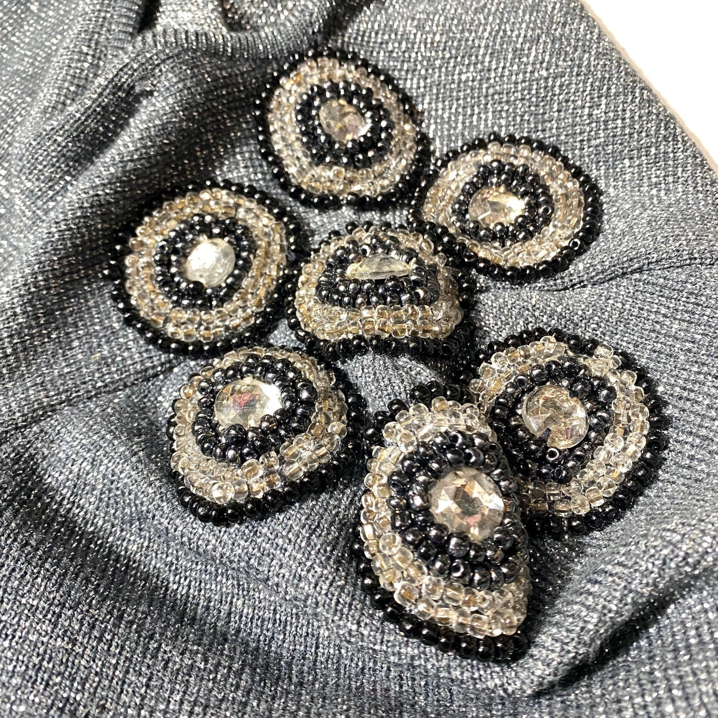 Nicolet Knitwear silver sweater dress with preciously hand embroidered shoulders, mint 80s Italy