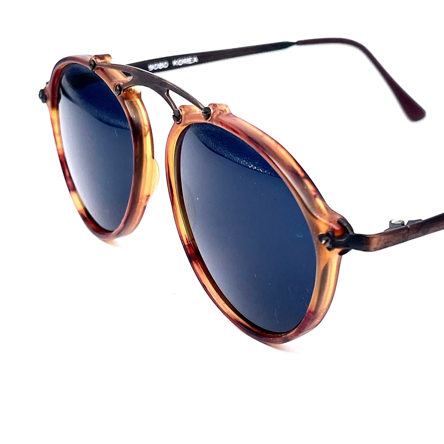 Incognito 9080 steampunk style aviator sunglasses in tortoise-brass NOS 80s