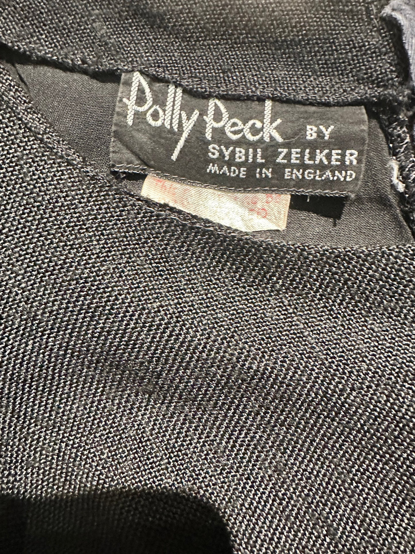 Polly Peck by Sybil Zelker 1960s black linen dress w pleated ribbon detail, mint