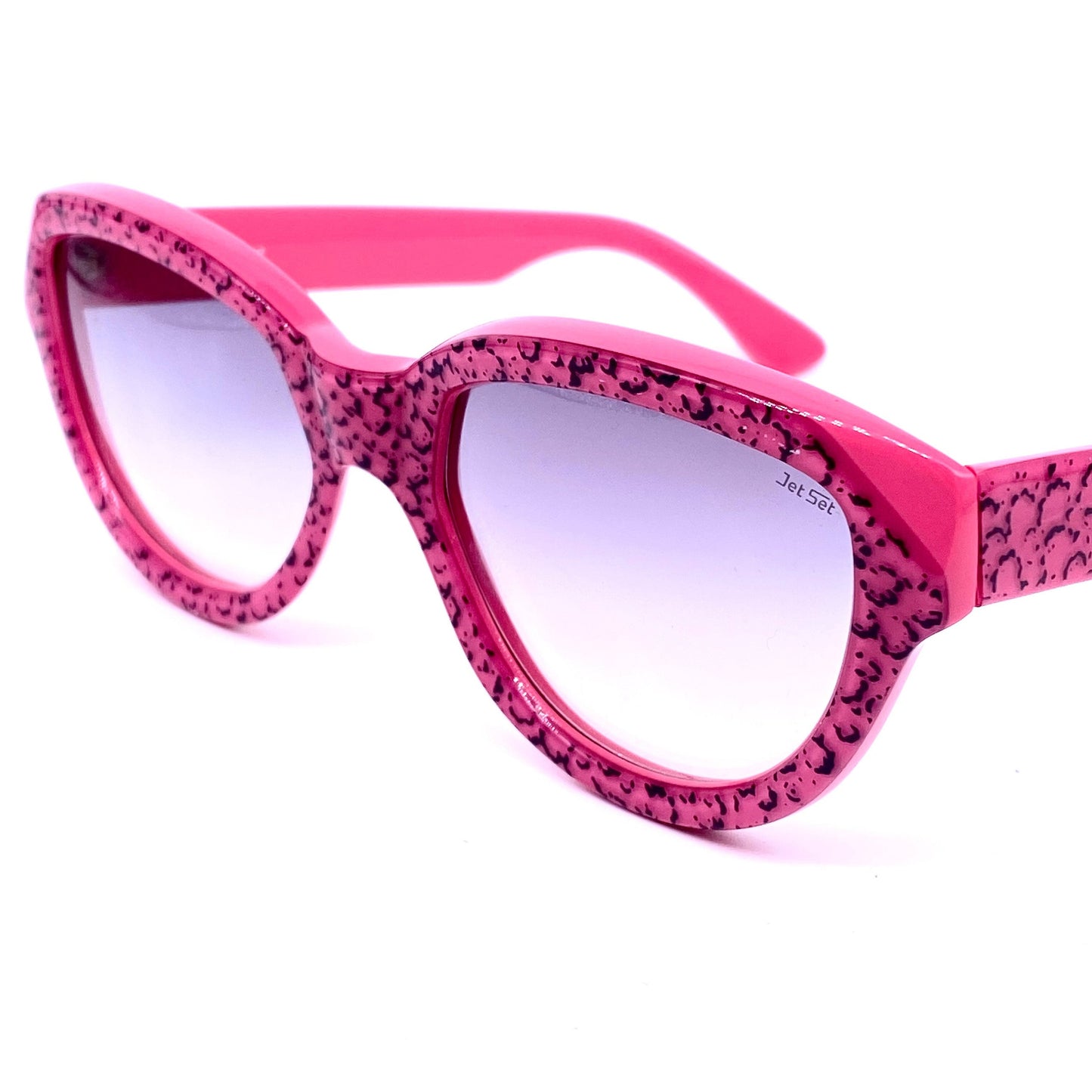 JetSet Thick Cateye sunglasses in pure 90s style , coming in pink or Green abstract texture, NOS and mint