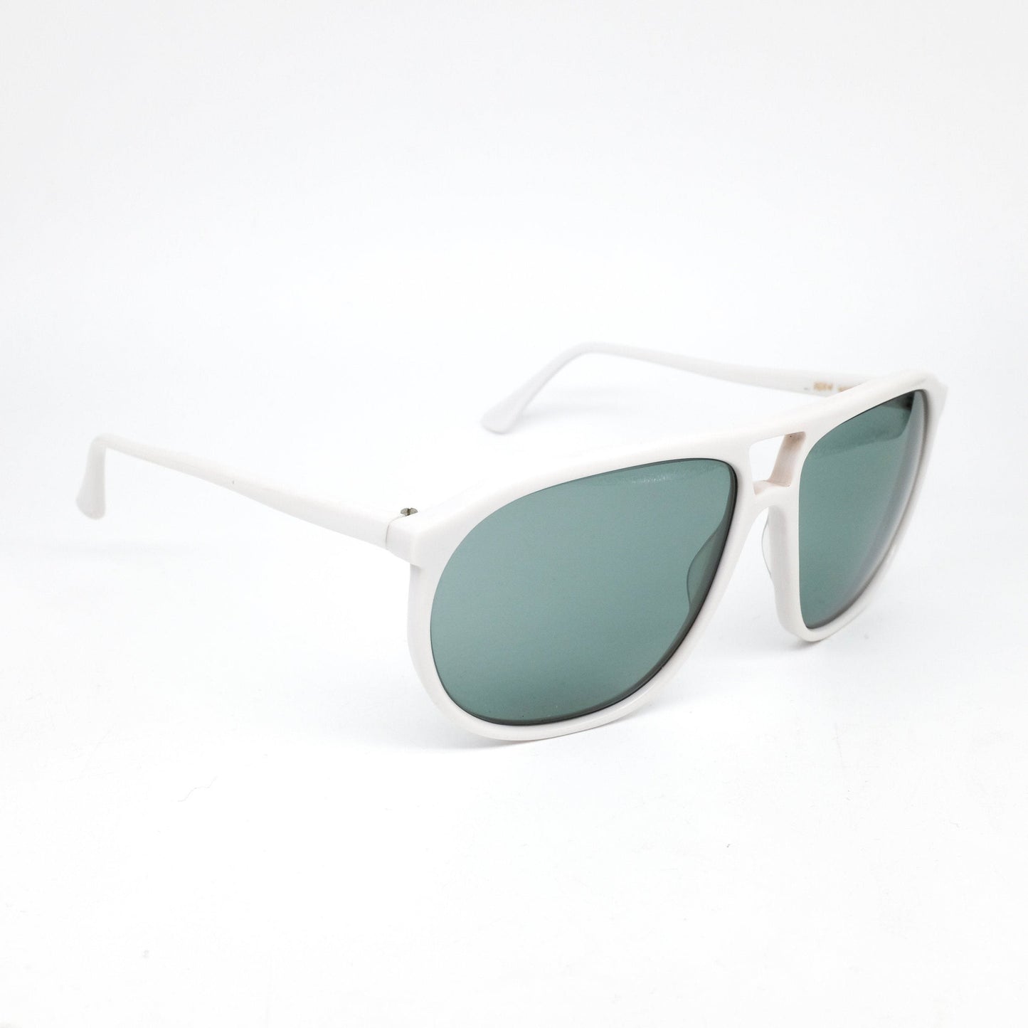 Lozza Zilo Sport white cello aviator sunglasses w crystal lenses, 1970’s  NOS Italy