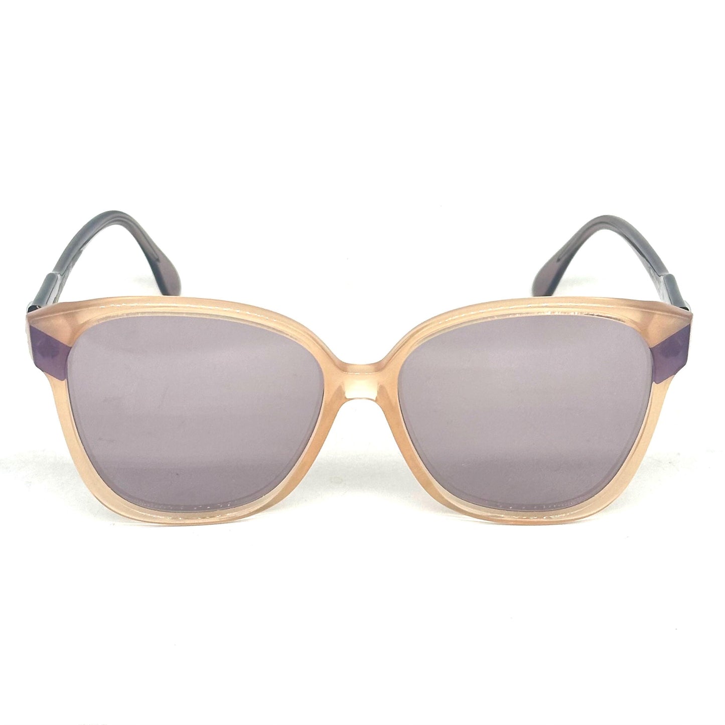 Silhouette 3023 cream and purple clear oversized sunglasses with purple diagonals on the sides, 1980s NOS Austria